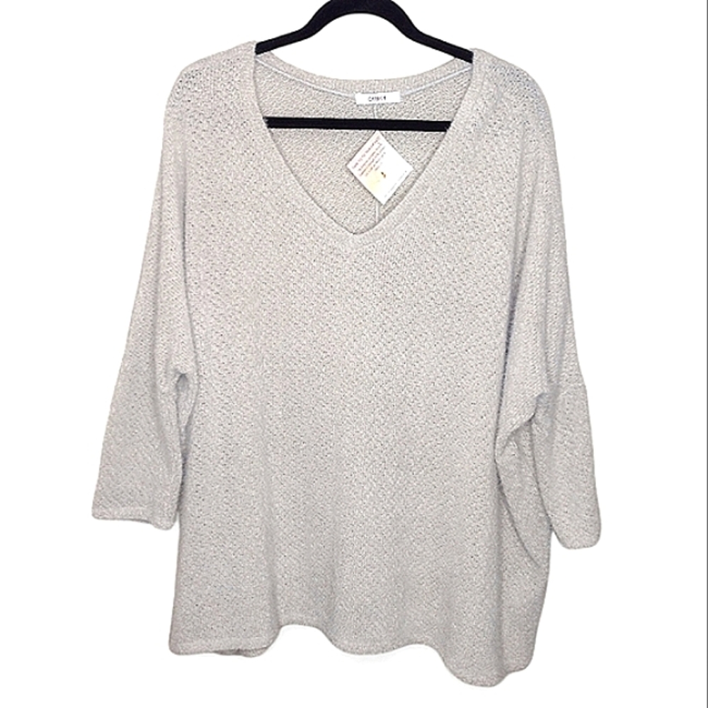 Cherish Aspen Oversized Lagenlook Sweater In Light Stone Size L NWT